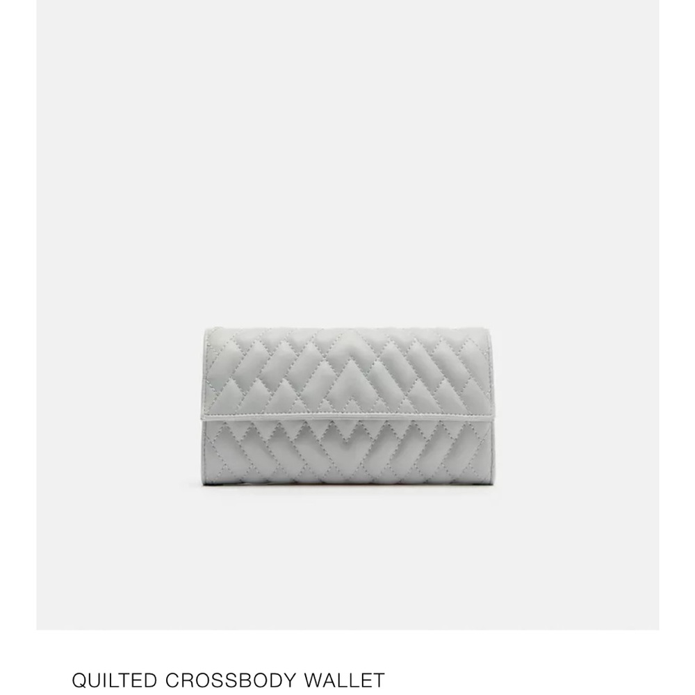 Zara Gray Quilted Clutch with Chevron Design
